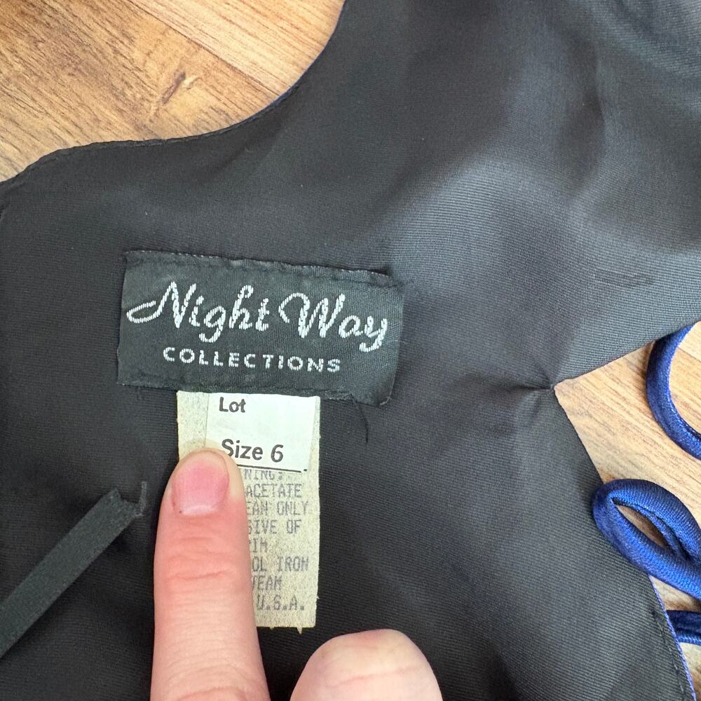 Vintage Night Way 90s Satin Organza Corset Bias Cut Midi Formal Whimsygoth Dress - Picture 7 of 9